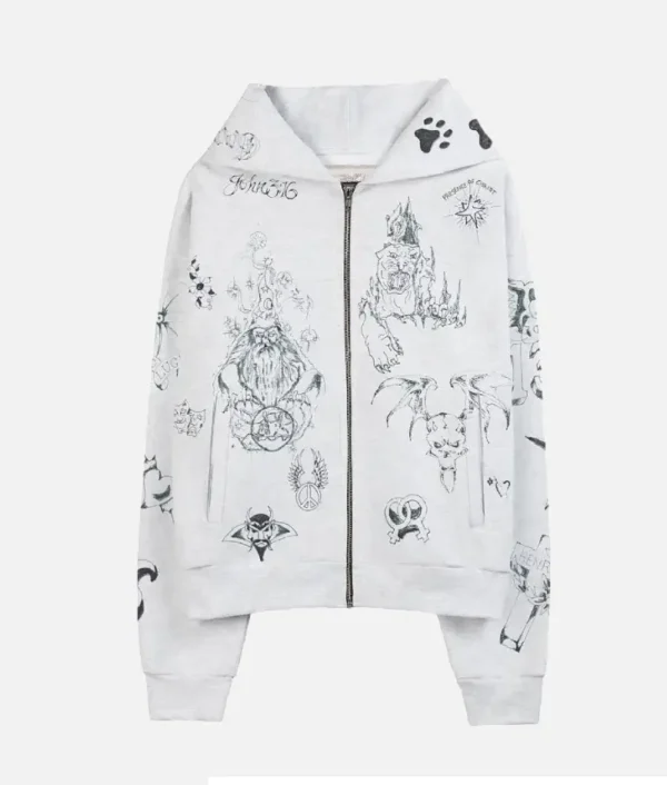 Basket Case Gallery Zip Hoodie White